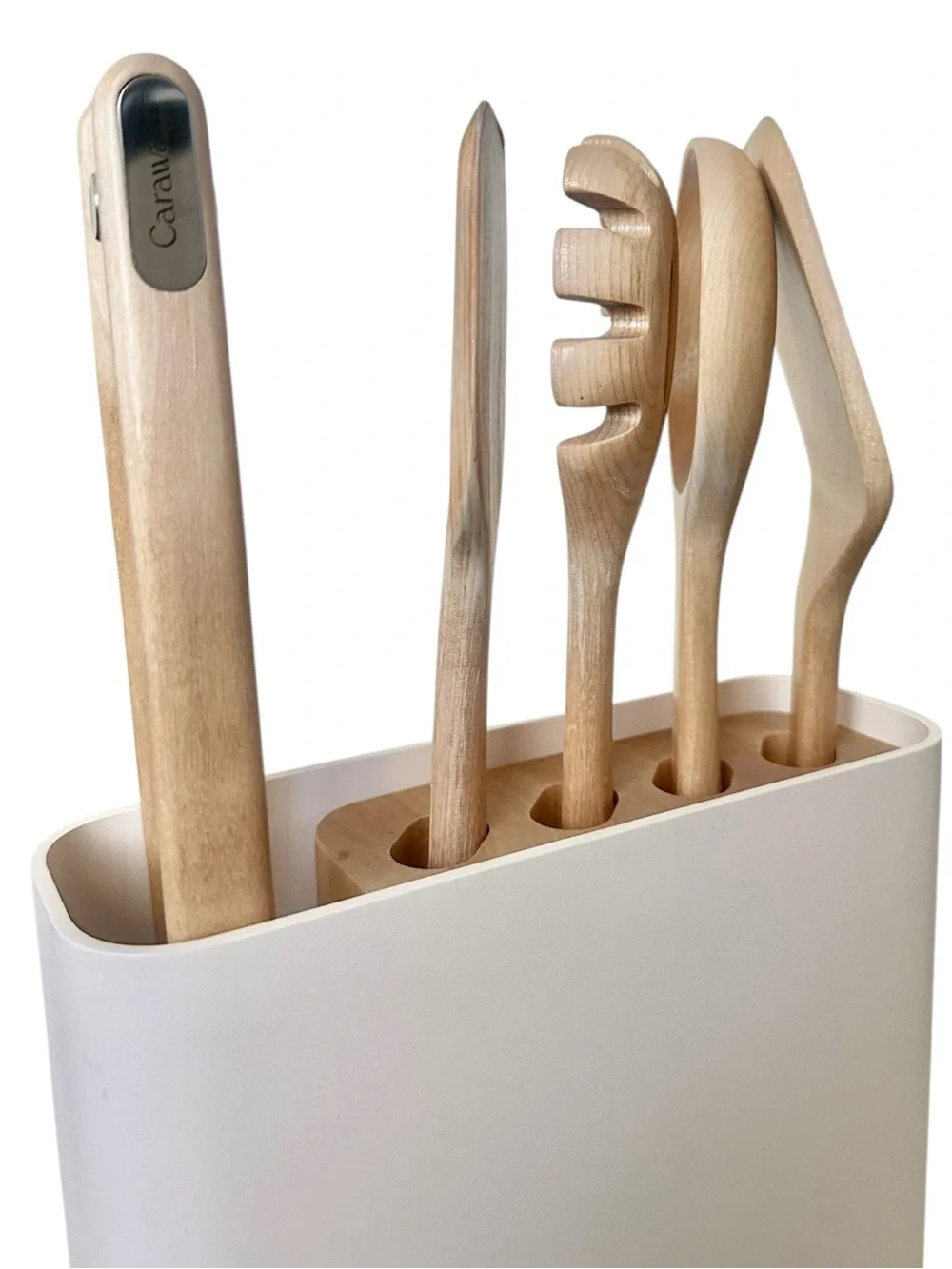 Caraway 5-Piece Birch Wood Utensils Set and Holder